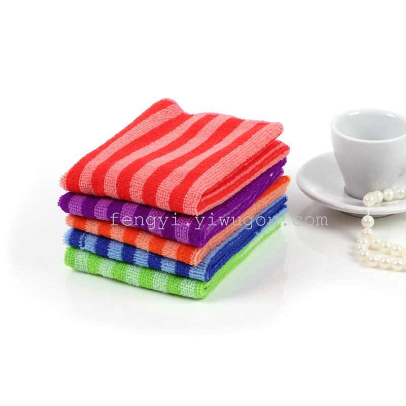 Microfiber Color Stripes Rag Car Washing Cloth Kitchen Cleaning Rag