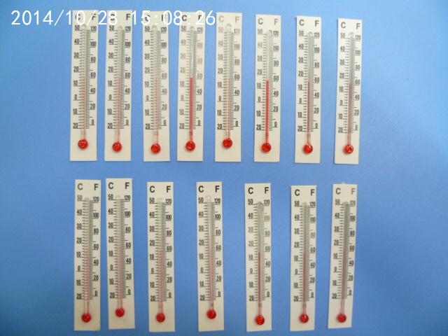 7.0*1.2 paper-small glass thermometer cartoon home cards inside and outside temperature gauge