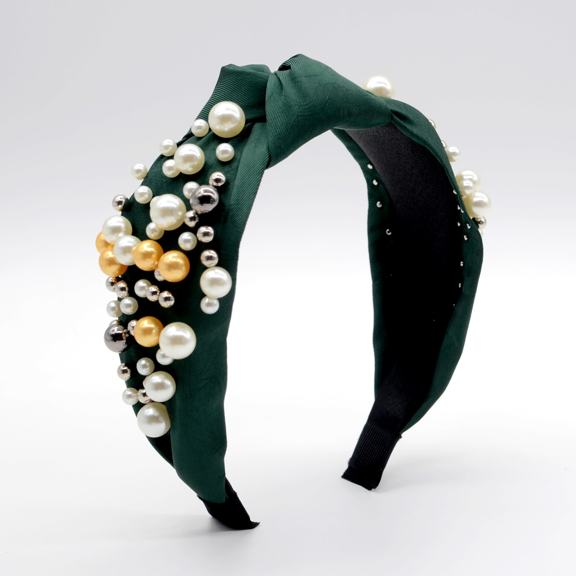 Cross-Border Hot Sale European and American Wide-Brimmed Korean Style Simple Cloth Trendy Beaded Knotted Mori Style Women's Face Washing Korean Style Pearl Headband Cross-Border Hot Sale European and American Wide-Brimmed Korean Style Simple Cloth Trendy Beaded Knotted Mori Style Women's Face Washing Korean Style Pearl Headband
