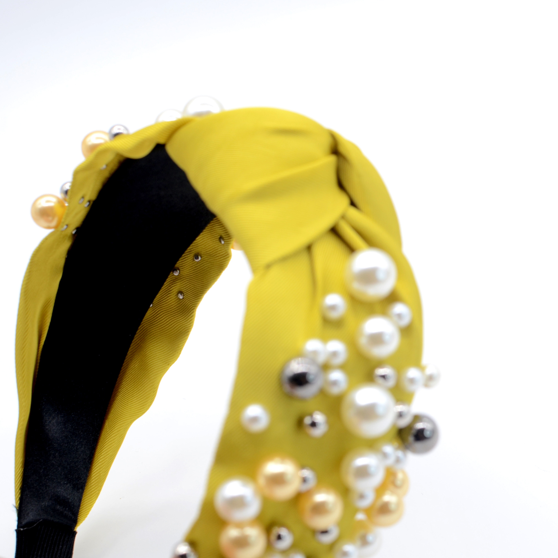 Cross-Border Hot Sale European and American Wide-Brimmed Korean Style Simple Cloth Trendy Beaded Knotted Mori Style Women's Face Washing Korean Style Pearl Headband Cross-Border Hot Sale European and American Wide-Brimmed Korean Style Simple Cloth Trendy Beaded Knotted Mori Style Women's Face Washing Korean Style Pearl Headband