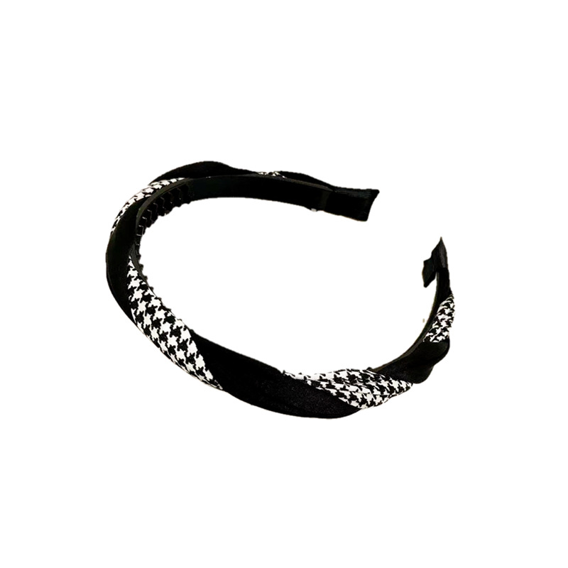 Japanese and Korean Color Matching Houndstooth Cloth Hair Accessories Korean Style Dough-Twist Style Plaits Headband Female All-Matching Graceful Headband Hairpin for Hair Washing