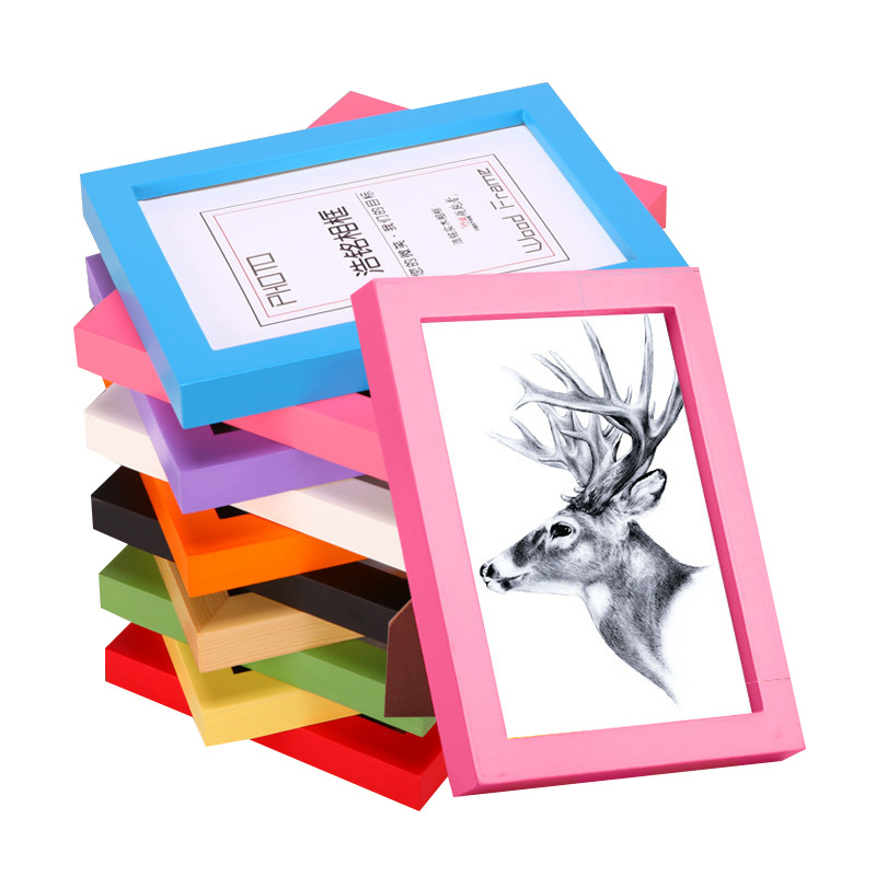 Creative 6-Inch Solid Wood Photo Frame Printed Logo7-Inch Creative Photo Wall Picture Frame 8-Inch Children&#039;s Table 10-Inch Photo Frame A4