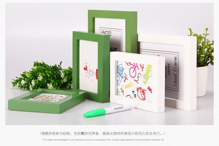 Creative 6-Inch Solid Wood Photo Frame Printed Logo7-Inch Creative Photo Wall Picture Frame 8-Inch Children's Table 10-Inch Photo Frame A4