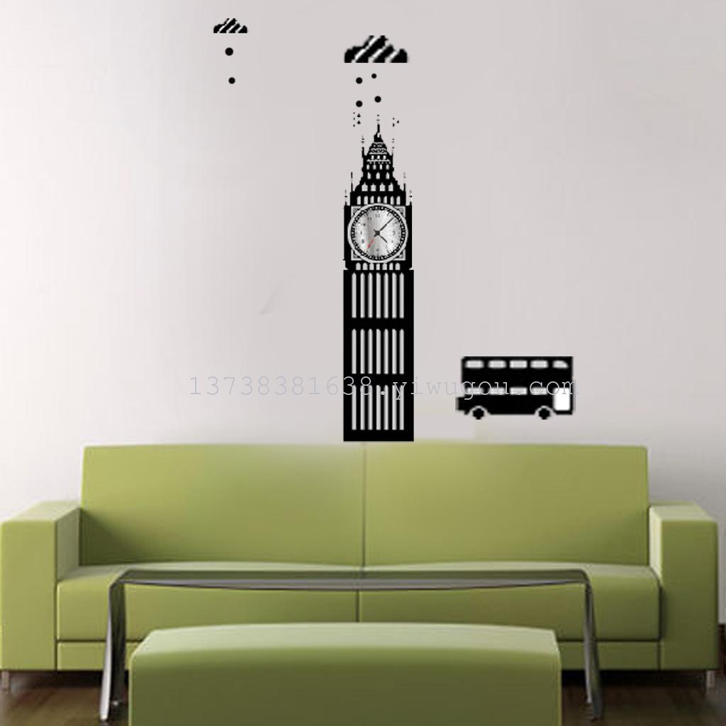 &#034;Factory direct&#034; home decor wall sticker fashion watch wholesale Peacock clock clock wall sticker stickers