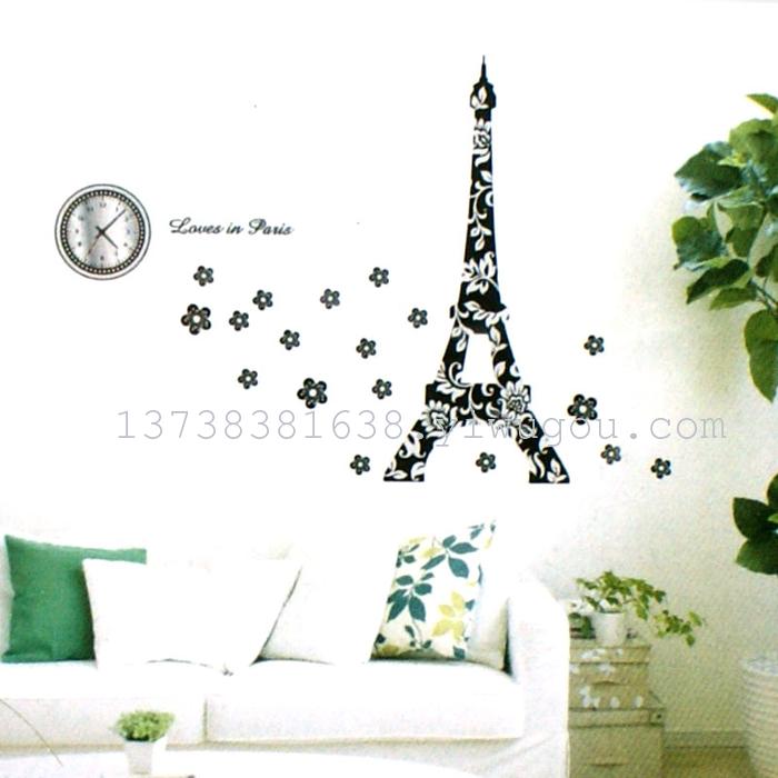 "Factory direct" home decor wall sticker fashion watch wholesale Peacock clock clock wall sticker stickers
