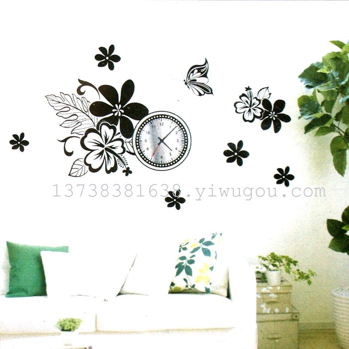 "Factory direct" home decor wall sticker fashion watch wholesale Peacock clock clock wall sticker stickers