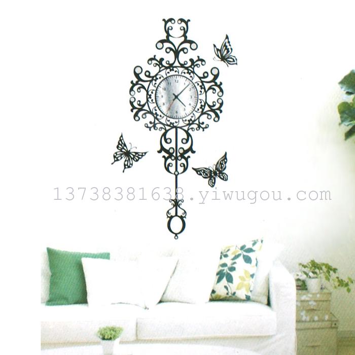 "Factory direct" home decor wall sticker fashion watch wholesale Peacock clock clock wall sticker stickers