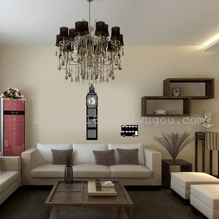 "Factory direct" home decor wall sticker fashion watch wholesale Peacock clock clock wall sticker stickers