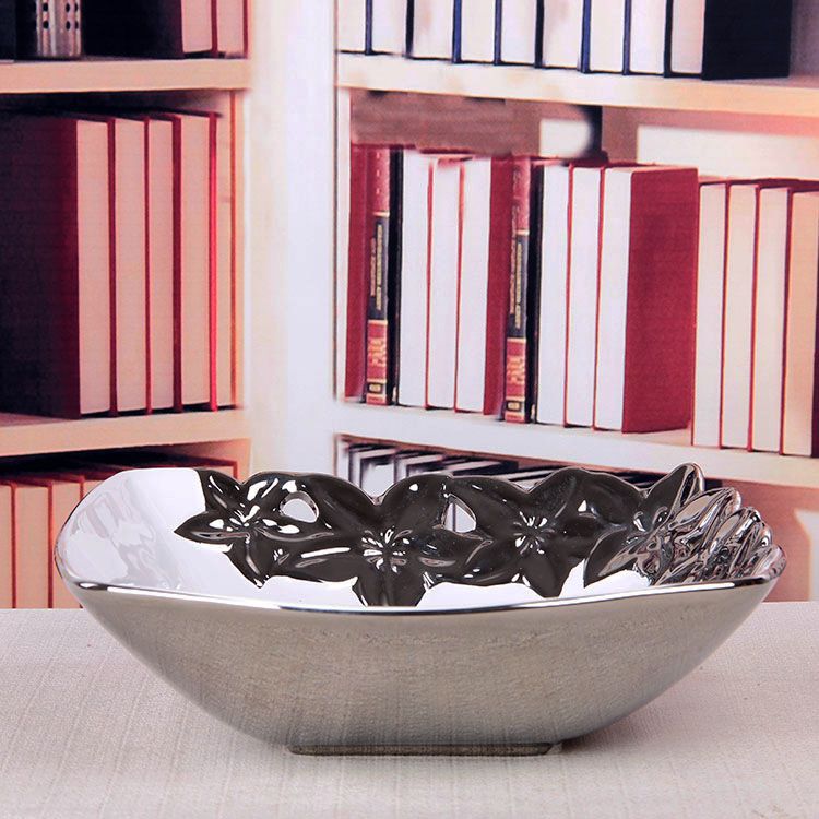 Gao Bo Decorated Home Plated hollow ceramic fruit bowl home decor crafts