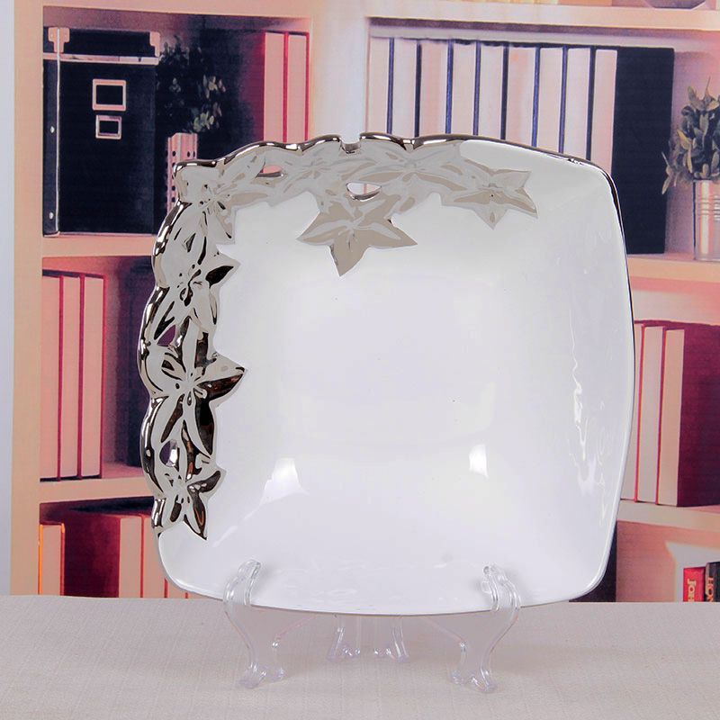 Gao Bo Decorated Home Plated hollow ceramic fruit bowl home decor crafts