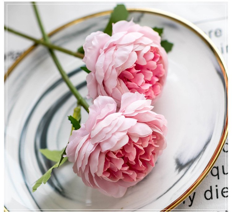 Factory Direct Sales European-Style Single Stem Core Peony Peony Wedding Bouquet Home Decor Floriculture Fake/Artificial Flower