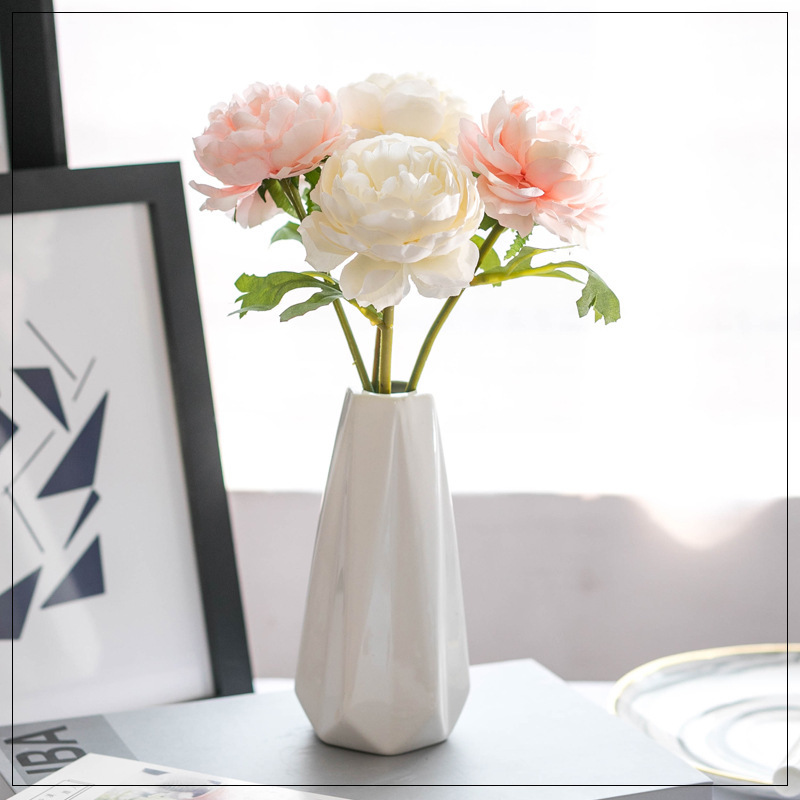 Factory Direct Sales European-Style Single Stem Core Peony Peony Wedding Bouquet Home Decor Floriculture Fake/Artificial Flower