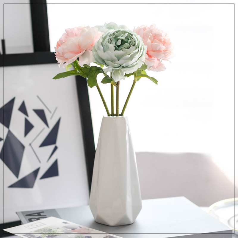 Factory Direct Sales European-Style Single Stem Core Peony Peony Wedding Bouquet Home Decor Floriculture Fake/Artificial Flower