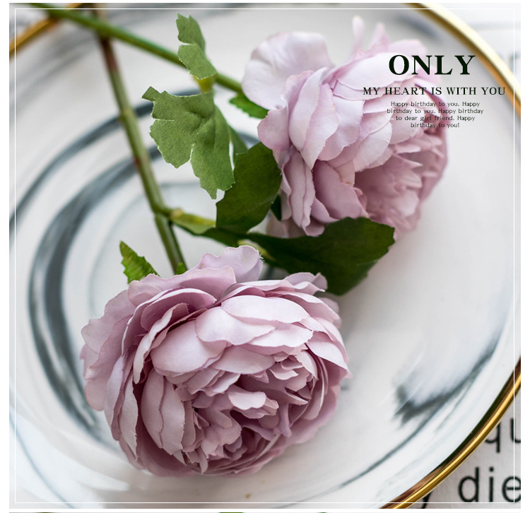 Factory Direct Sales European-Style Single Stem Core Peony Peony Wedding Bouquet Home Decor Floriculture Fake/Artificial Flower