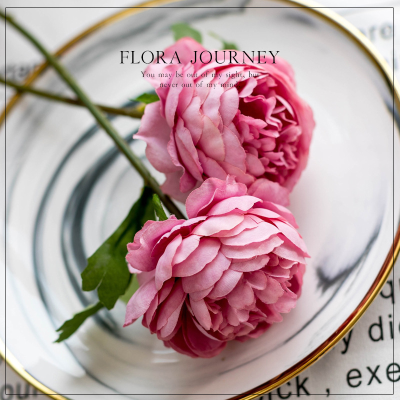 Factory Direct Sales European-Style Single Stem Core Peony Peony Wedding Bouquet Home Decor Floriculture Fake/Artificial Flower