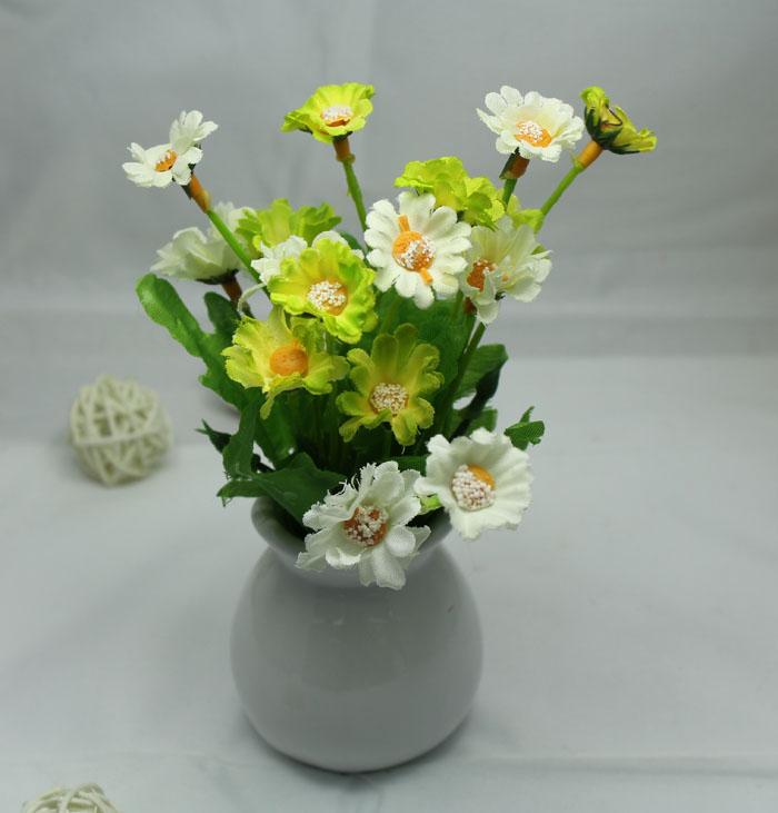 Small bonsai accessories home decor artificial flower desktop display living room flower 073 small green Chrysanthemum
