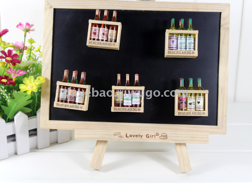 Rustic vintage decorative wine bottles wooden refrigerator magnets creative home decor