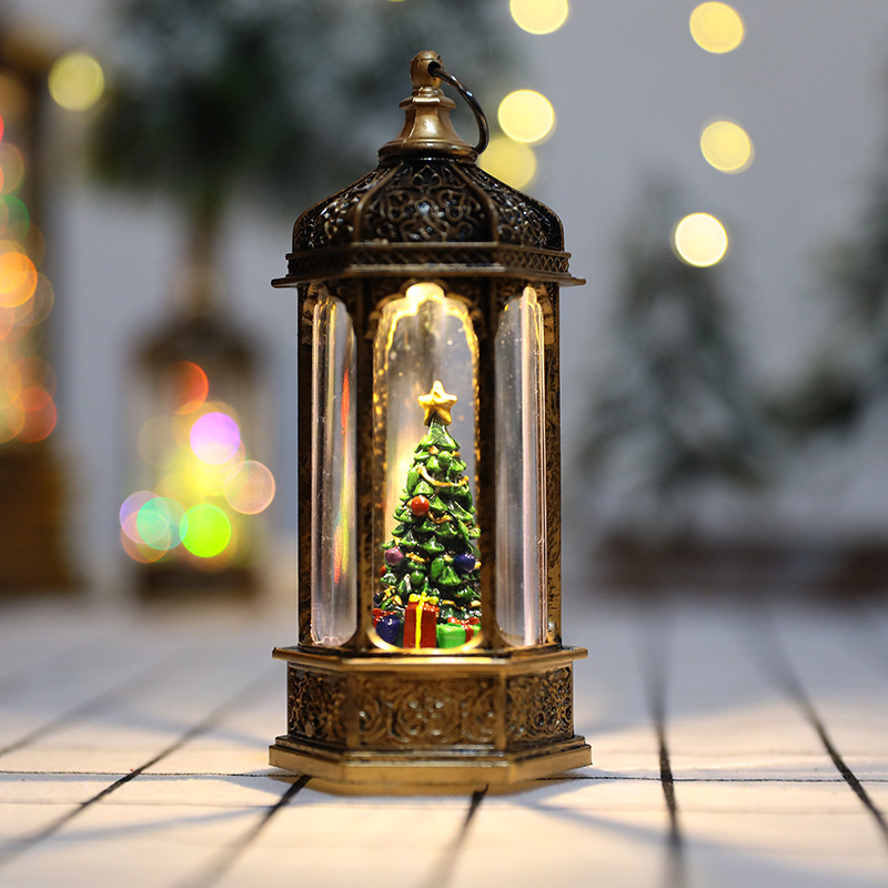 Christmas Interior Storm Lantern Vintage Home Decor Antique Small Hexagonal Glass Cover Storm Lantern Creative Candlestick Decoration