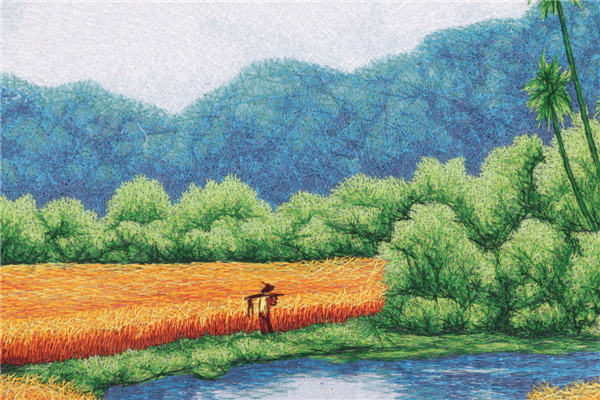 Golden grain embroidery home decor paintings