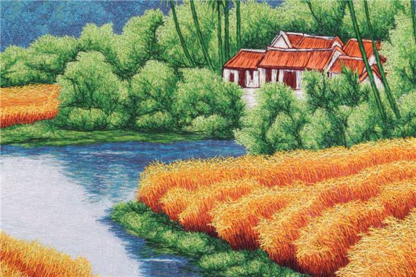 Golden grain embroidery home decor paintings