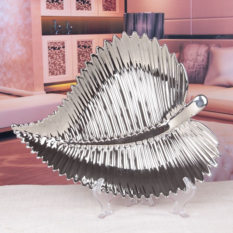 Gao Bo Decorated Home Electroplated leaf bowls ceramic fruit bowl-style home decor 1637A