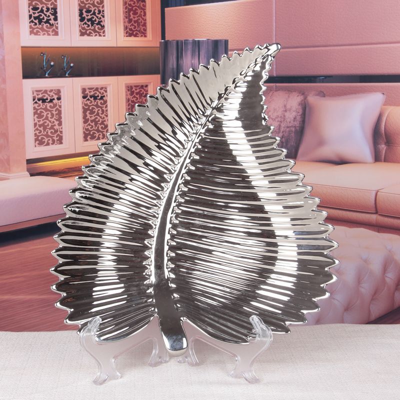Gao Bo Decorated Home Electroplated leaf bowls ceramic fruit bowl-style home decor 1637A