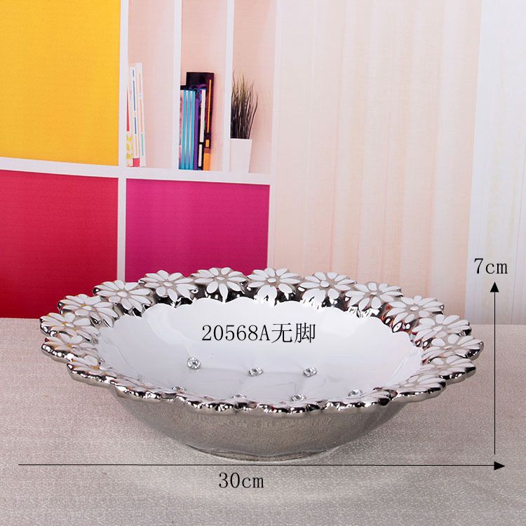 Gao Bo Decorated Home Home decor tall feet white Chrysanthemum-free ceramic fruit ceramic crafts