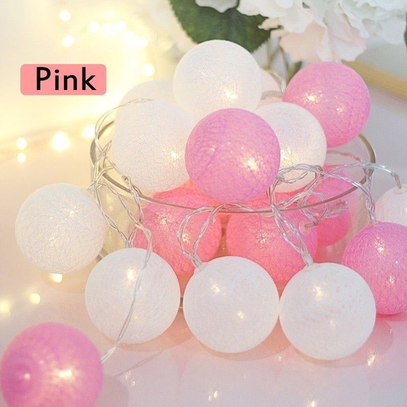 Fairy Light Cotton Ball Lights LED String Wool Balls Lamp Christmas Holiday Lighting Wedding Home Decor Fairy Lights