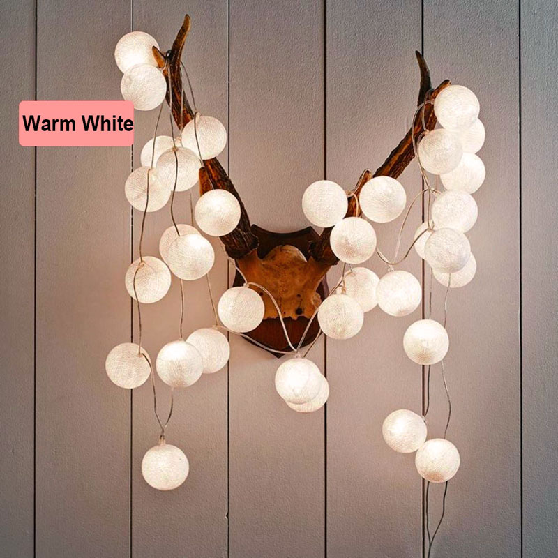 Fairy Light Cotton Ball Lights LED String Wool Balls Lamp Christmas Holiday Lighting Wedding Home Decor Fairy Lights