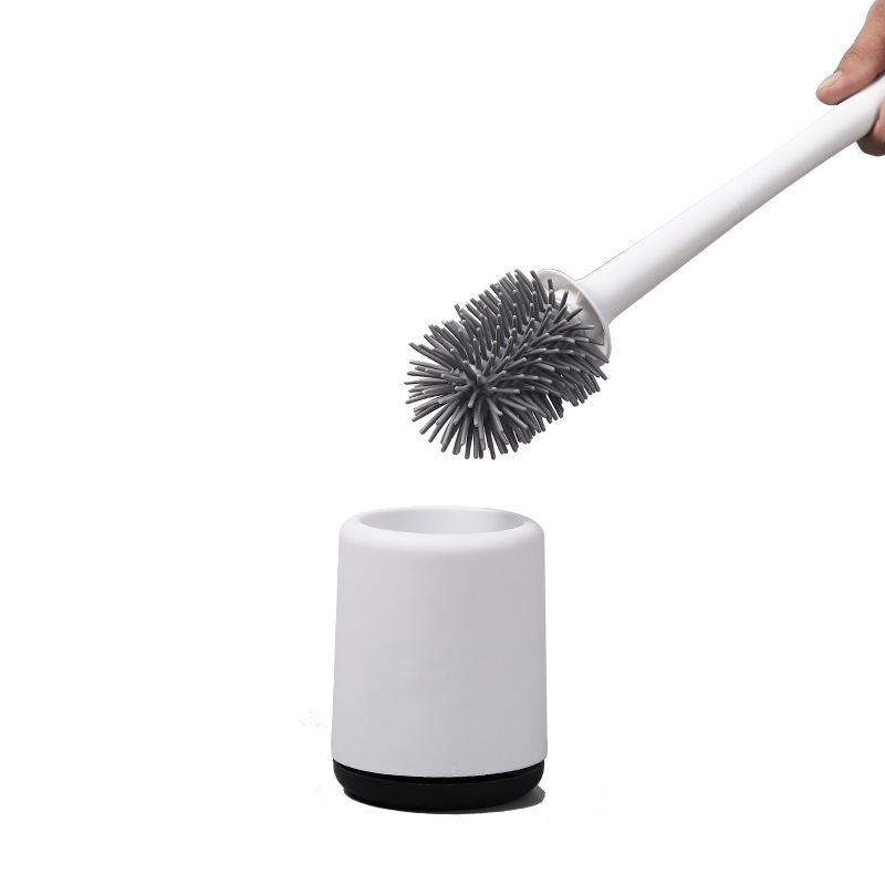 Silicone Toilet Brush Set Punch-Free Wall-Mounted Toilet Brush Silicone Toilet Cleaning Brush No Dead Angle Clean Smell