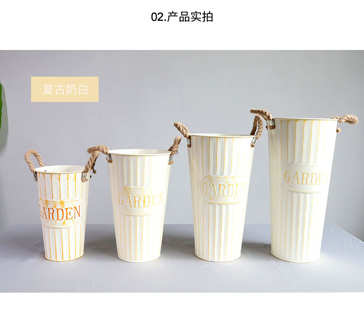  Rural home decor  Dried Flower Bucket Flower Pot Flower Pot Flower Shop Flower Iron Bucket Wake up Flower Bucket