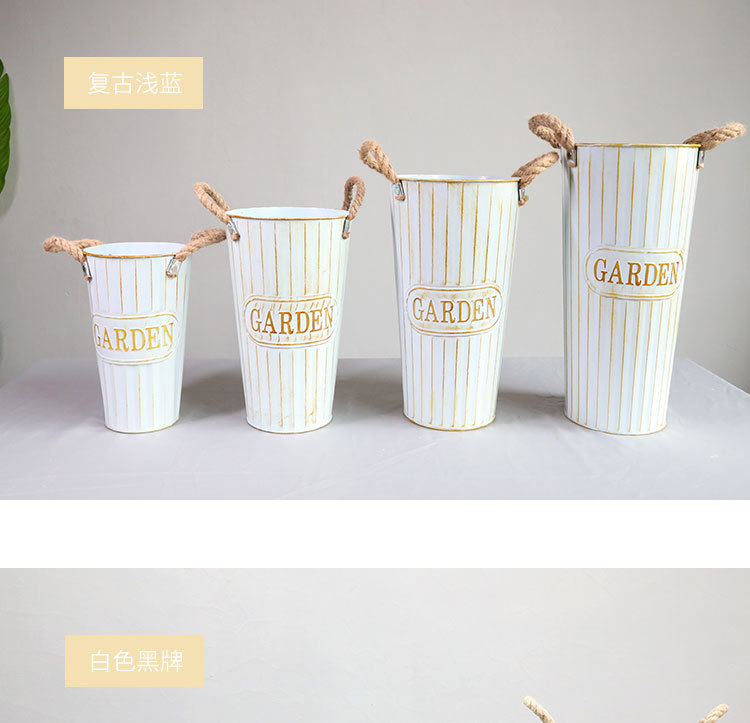  Rural home decor  Dried Flower Bucket Flower Pot Flower Pot Flower Shop Flower Iron Bucket Wake up Flower Bucket
