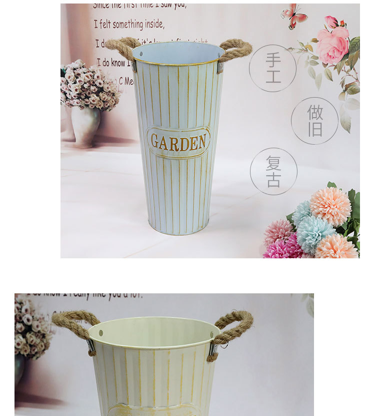  Rural home decor  Dried Flower Bucket Flower Pot Flower Pot Flower Shop Flower Iron Bucket Wake up Flower Bucket