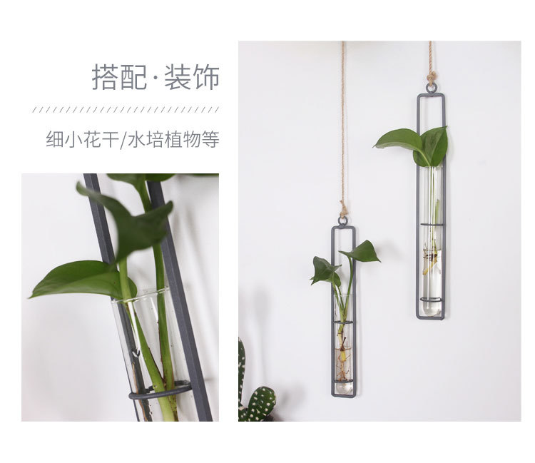 Creative Iron Glass Hydroponic Vase Transparent Hanging Test Tube Flower Arrangement Hanging Bottle Simple home decor Creative Iron Glass Hydroponic Vase Transparent Hanging Test Tube Flower Arrangement Hanging Bottle Simple home decor
