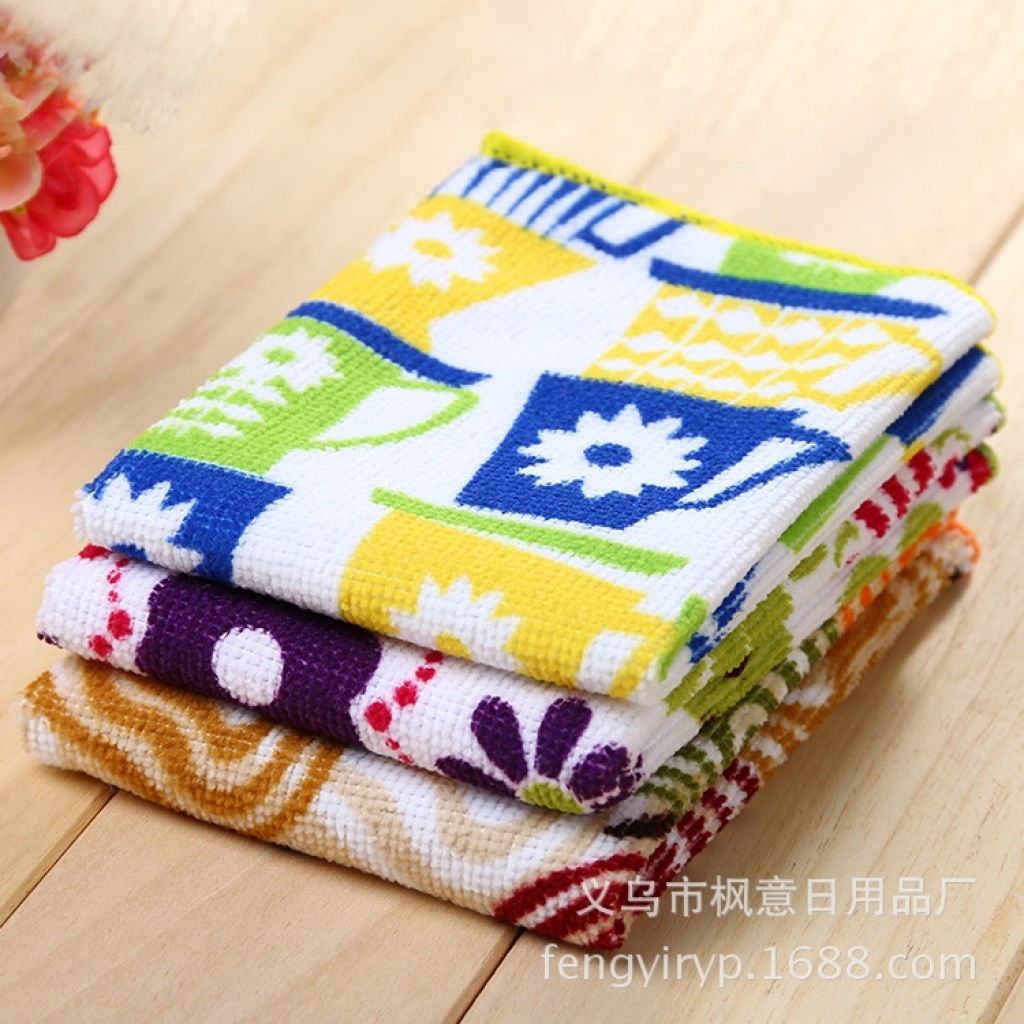 Manufacturer wholesale microfiber kitchen printing small square towel wholesale baijiebu household cleaning appliances dishwashing towels Manufacturer wholesale microfiber kitchen printing small square towel wholesale baijiebu household cleaning appliances dishwashing towels