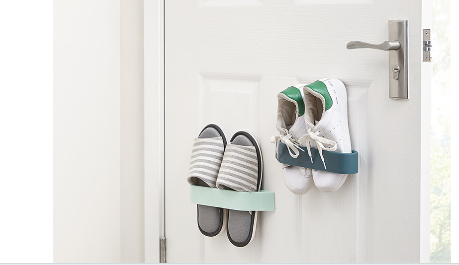 Plastic shoe rack wall - type non - punching multi - function paste bathroom kitchen towel rack rack