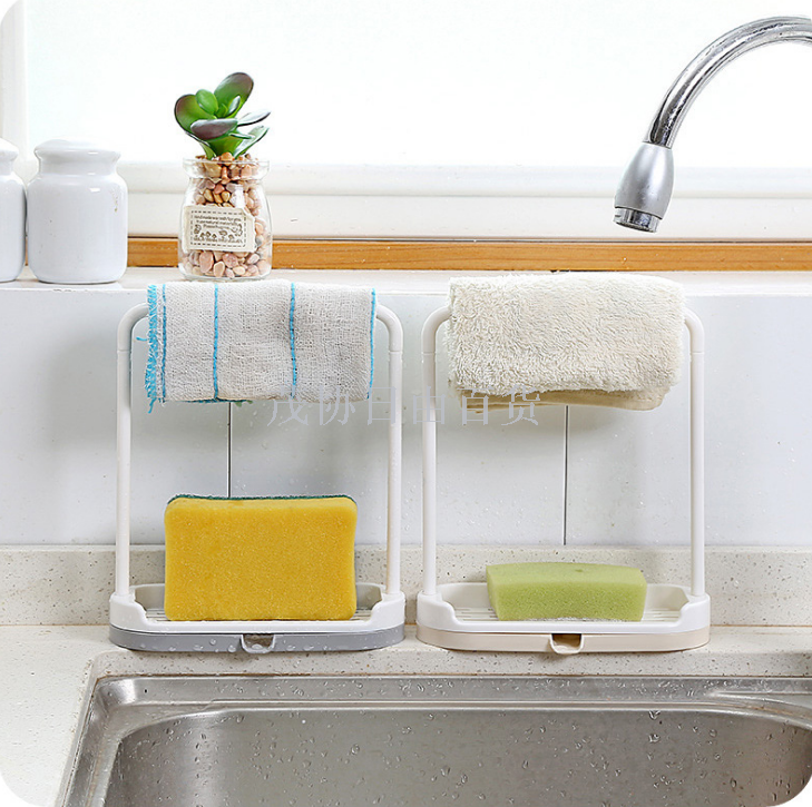 Kitchen plastic dishcloth receives hang frame do not have perforate kitchen countertop to wash dish cloth towel to pour 