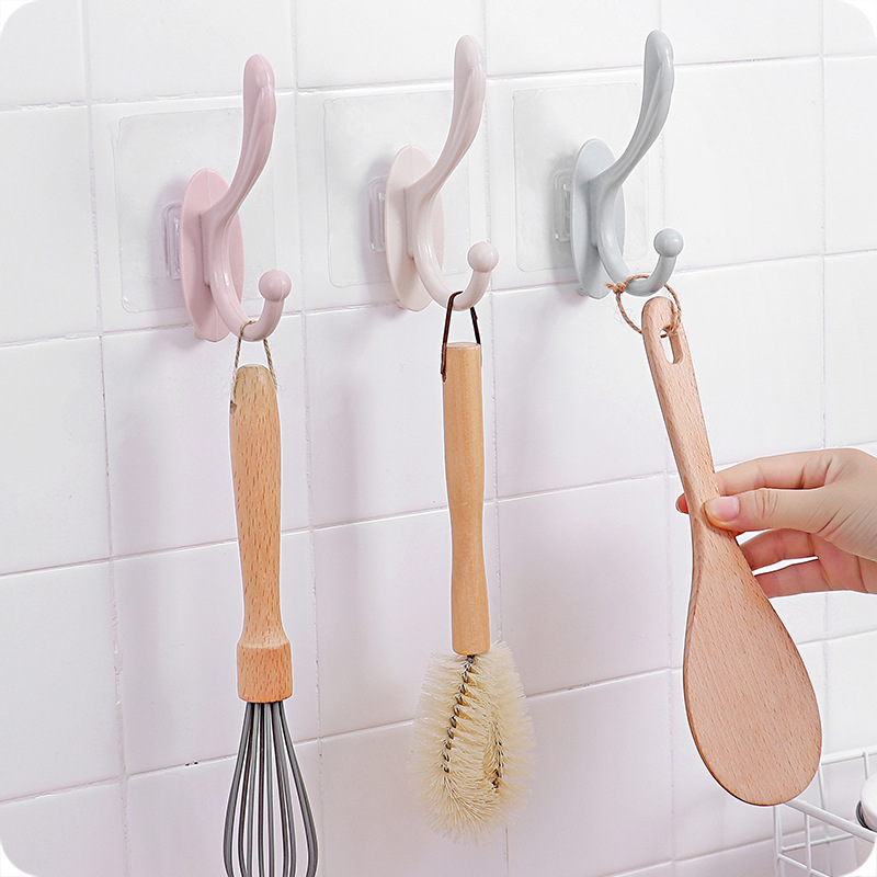 No Trace in Bathroom Hat-and-Coat Hook Household Punch-Free Clothes Hanger Creative Wall-Mounted Kitchen Towel Hook Hook