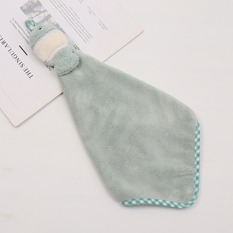 Hand Towel Absorbent Cloth Hanging Thickening Towel Cute Kitchen Hand Towel Bathroom Double-Sided Coral Fleece Handkerchief Cartoon