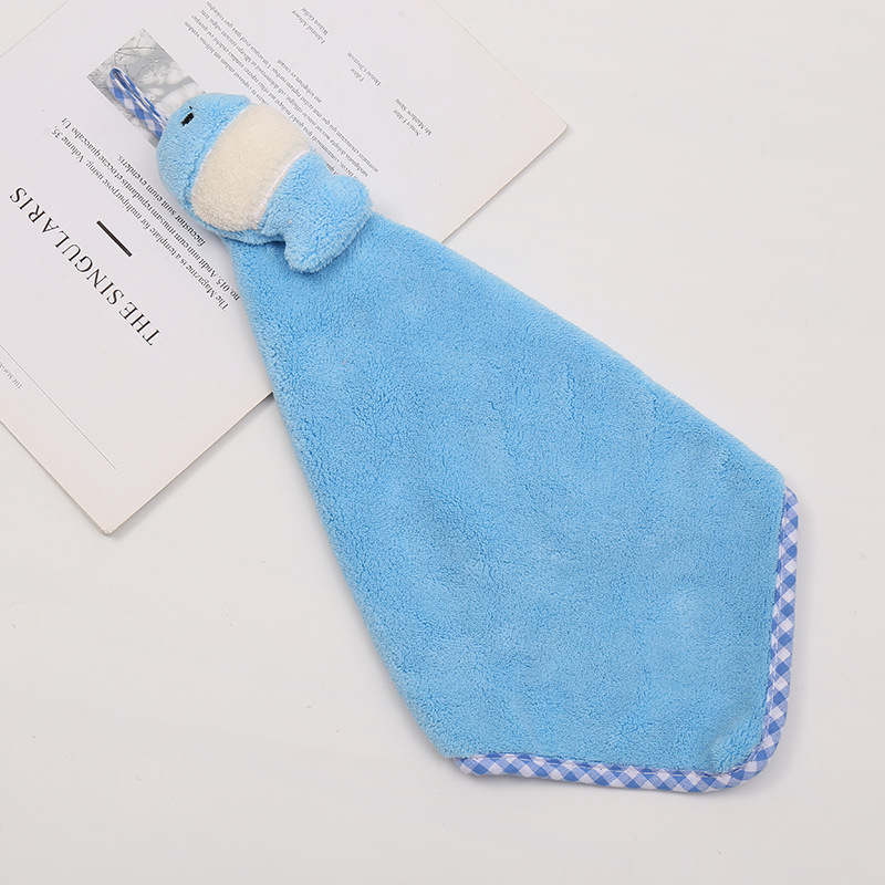 Hand Towel Absorbent Cloth Hanging Thickening Towel Cute Kitchen Hand Towel Bathroom Double-Sided Coral Fleece Handkerchief Cartoon