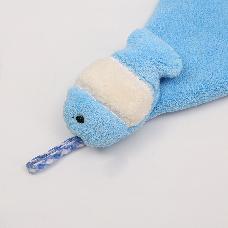 Hand Towel Absorbent Cloth Hanging Thickening Towel Cute Kitchen Hand Towel Bathroom Double-Sided Coral Fleece Handkerchief Cartoon