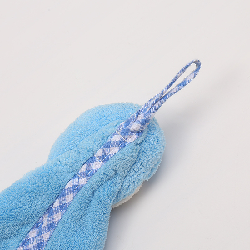 Hand Towel Absorbent Cloth Hanging Thickening Towel Cute Kitchen Hand Towel Bathroom Double-Sided Coral Fleece Handkerchief Cartoon