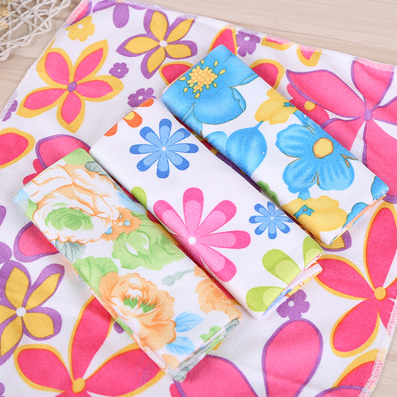 Household 4 installation printing dishcloth kitchen not stained with oil strong decontamination washing towel bibulous baijie cloth factory wholesale