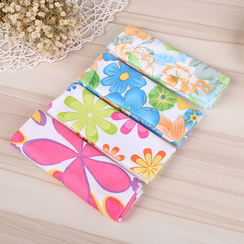 Household 4 installation printing dishcloth kitchen not stained with oil strong decontamination washing towel bibulous baijie cloth factory wholesale