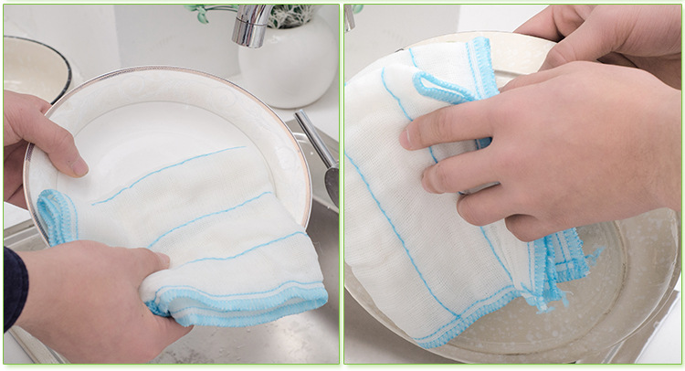 Factory Supply Oil-Free Decontamination Dishwashing Brush King Dish Towel Color Strip Two Pieces Value Pack Kitchen Dish Towel