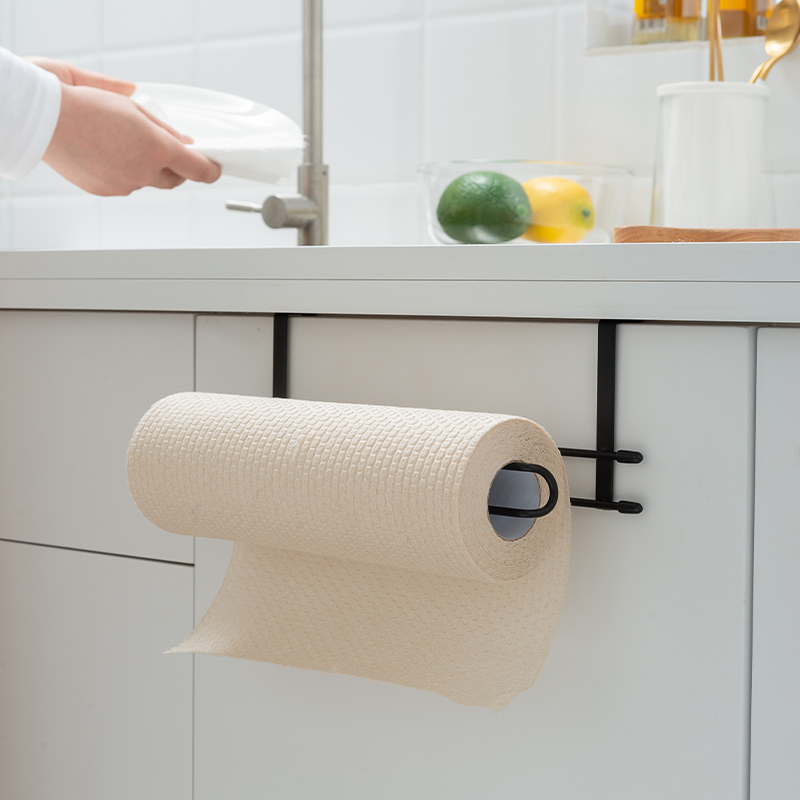 Kitchen Cabinet Iron Tissue Holder Towel Bathroom Storage Rack Multi-Functional Punch-Free Household Wipes Tissue Holder