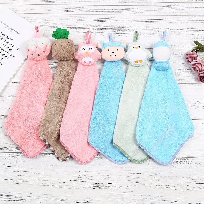 Thickened Cartoon Hanging Hand Towel Children&#039;s Hand-Wiping Absorbent Kitchen Bathroom Household Cute Korean Dry Hand Towel Towel Hanging