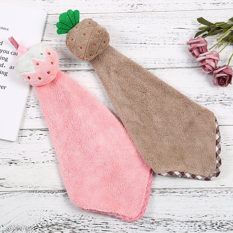 Thickened Cartoon Hanging Hand Towel Children&#039;s Hand-Wiping Absorbent Kitchen Bathroom Household Cute Korean Dry Hand Towel Towel Hanging