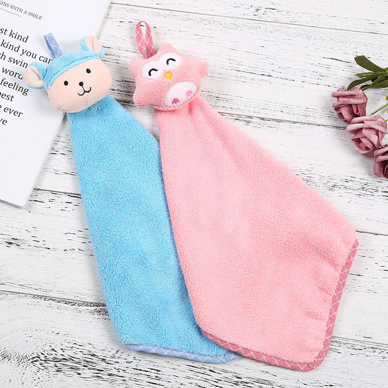Thickened Cartoon Hanging Hand Towel Children&#039;s Hand-Wiping Absorbent Kitchen Bathroom Household Cute Korean Dry Hand Towel Towel Hanging