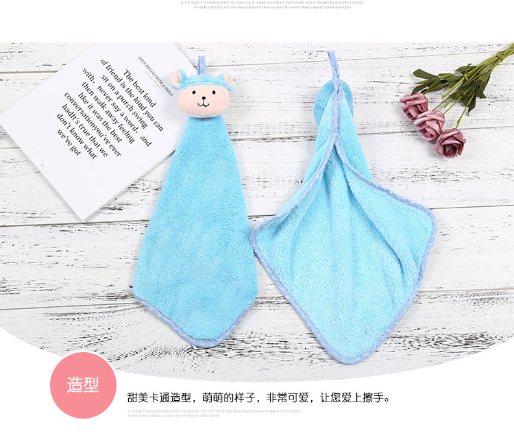 Thickened Cartoon Hanging Hand Towel Children's Hand-Wiping Absorbent Kitchen Bathroom Household Cute Korean Dry Hand Towel Towel Hanging
